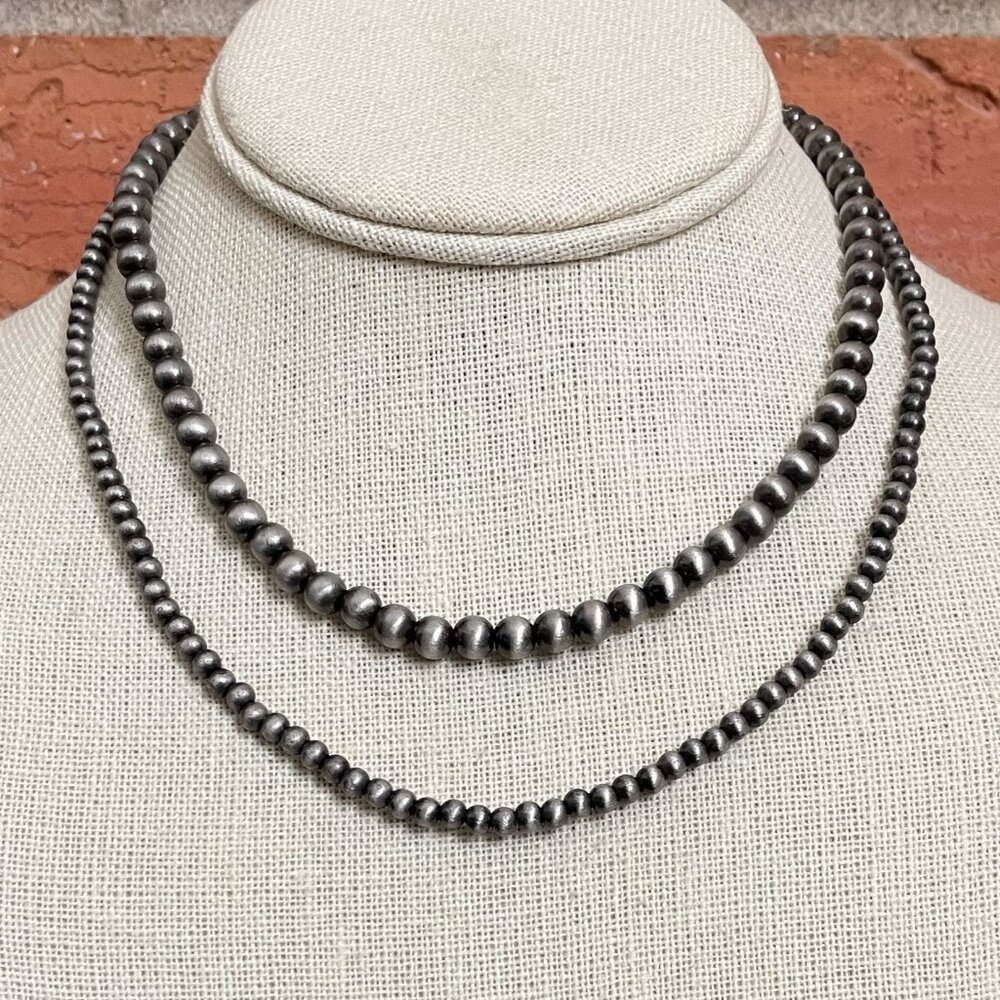 Navajo Style Pearl Double Layer Necklace